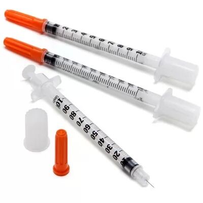 Mua Xi lanh vô trùng dùng một lần với thiết kế không gian chết bằng không và nắp màu cam sáng để đảm bảo tiêm insulin an toàn sản xuất trực tuyến